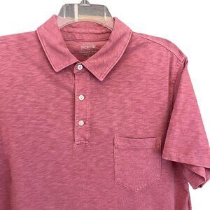 J Crew Mens Polo Shirt Size L Garment Dyed Pink Cotton Golf Shirt Collared